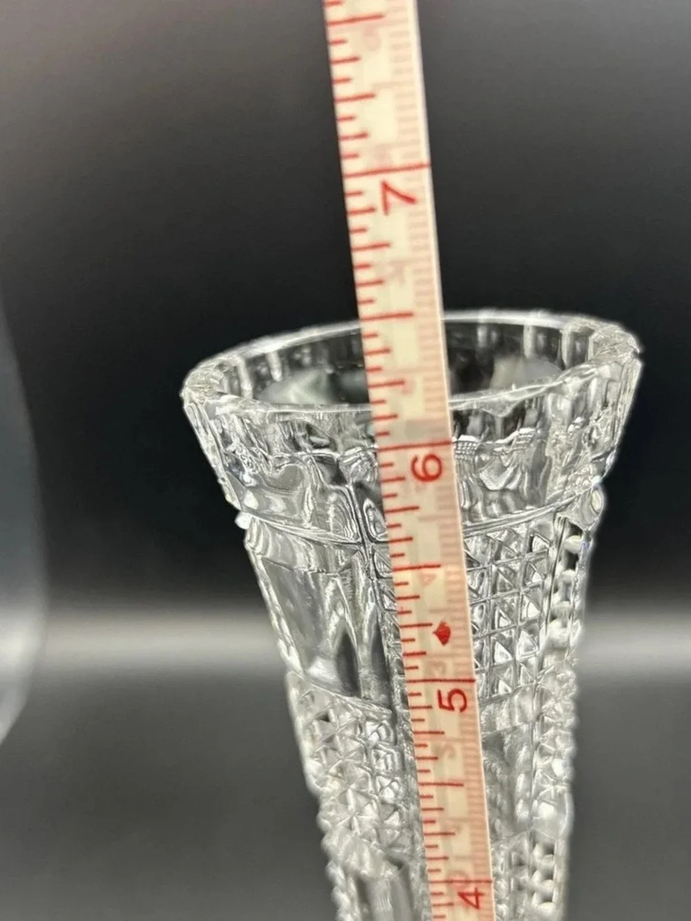 Clear Pressed Glass Vase - Decorative Home Accent